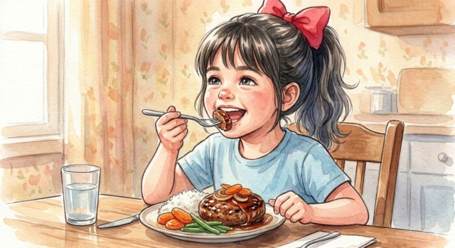 パパのいる家はご飯がお腹いっぱい食べれるんだ！